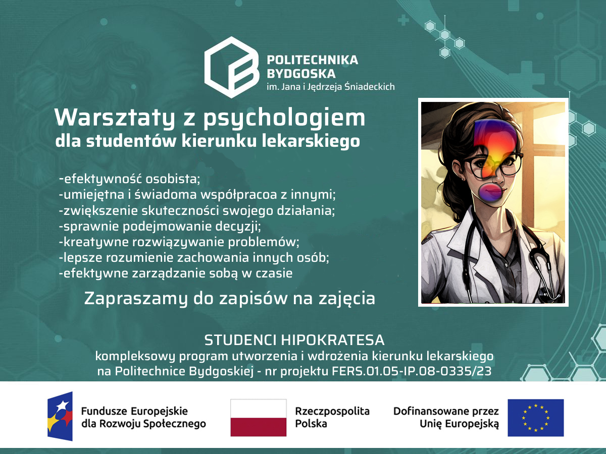 Plakat informacyjny - warsztaty z psychologiem dla studentów kierunku lekarskiego